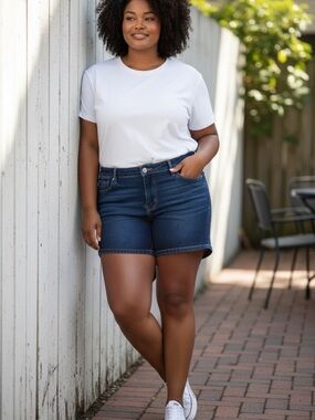 TORRID (22) Mid-rise 7" Jean Shorts Classic Denim Dark Wash Stretch